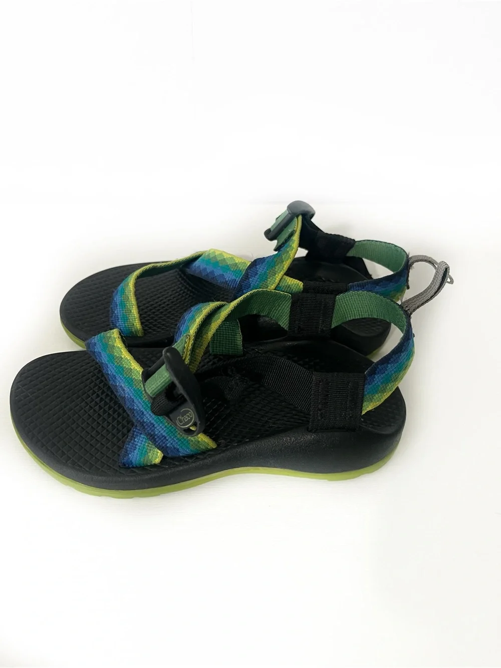 Chaco Kids Z/1 Eco Tread Blue/Green/Yellow Sandals Sz 1